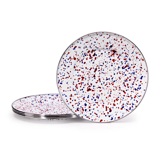 AM07S4 - Set of 4 Americana Dinner Plates - Golden Rabbit Enamelware