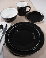 BK07S4 - Black Solid Dinner Plates - Set of 4 - Golden Rabbit Enamelware