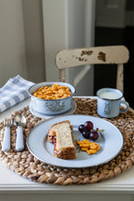 GRB99 - Blue Bunnies Child Set - Golden Rabbit Enamelware