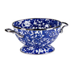 CBCOLS - Cobalt Swirl Set Of Colanders - Golden Rabbit Enamelware