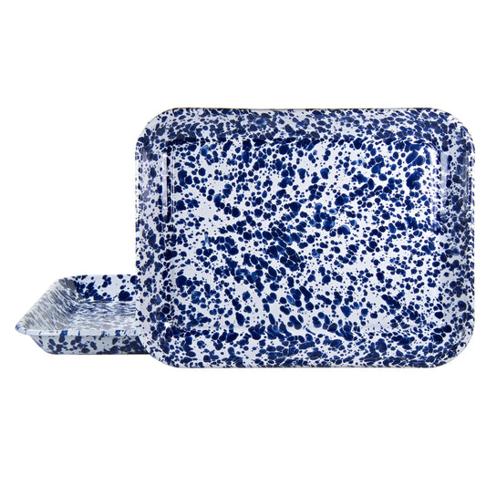 CB58S2 - Set of 2 Cobalt Swirl Quarter Sheets - Golden Rabbit Enamelware