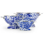 CBCOLS - Cobalt Swirl Set Of Colanders - Golden Rabbit Enamelware