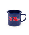 U of Mississippi Enamelware 16oz Mug, Navy Speckle
