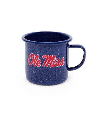 U of Mississippi Enamelware 16oz Mug, Navy Speckle