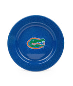 CK20MBU-UF02-4 - U of Florida Enamelware Dinner Plates, Medium Blue Speckle, Set of 4 - Golden Rabbit Enamelware
