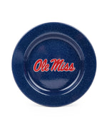 CK20NVY-OM01-4 - U of Mississippi Enamelware Dinner Plates, Navy Speckle, Set of 4 - Golden Rabbit Enamelware