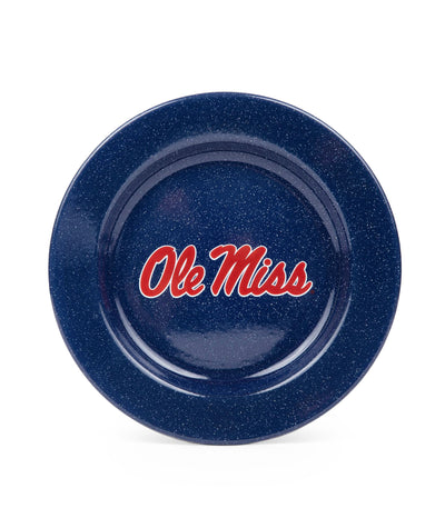 U of Mississippi Enamelware Dinner Plates, Navy Speckle, Set of 4