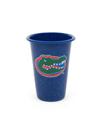 CK93MBU-UF01-2 - U of Florida Enamelware 14oz Tumblers, Medium Blue Speckle, Set of 2 - Golden Rabbit Enamelware