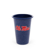 CK93NVY-OM01-2 - U of Mississippi Enamelware 14oz Tumblers, Navy Speckle, Set of 2 - Golden Rabbit Enamelware