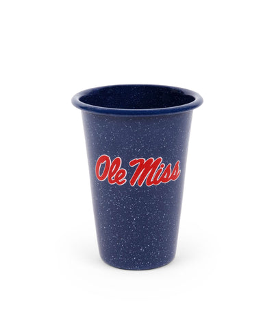 U of Mississippi Enamelware 14oz Tumblers, Navy Speckle, Set of 2