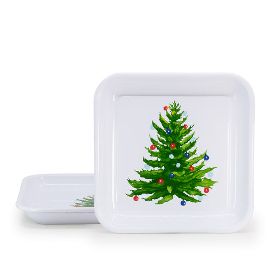 Christmas Tree Square Trays - Set of 2