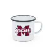 CV93GRY-MSU01-2 - Mississippi State Enamelware 14oz Tumblers, Grey Rim, Set of 2 - Golden Rabbit Enamelware