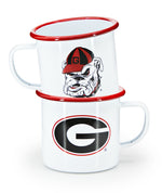 U of Georgia Enamelware 16oz Mug, Red Rim