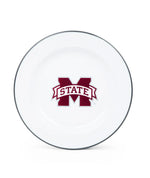 CV20GRY-MSU01-4 - Mississippi State Enamelware Dinner Plates, Grey Rim, Set of 4 - Golden Rabbit Enamelware