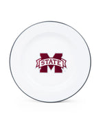 Mississippi State Enamelware Dinner Plates, Grey Rim, Set of 4