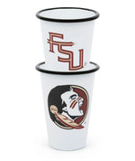 CV93BLA-FSU01-2 - Florida State Enamelware 14oz Tumblers, Black Rim, Set of 2 - Golden Rabbit Enamelware