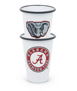CV93GRY-UA01-2 - U of Alabama Enamelware 14oz Tumblers, Grey Rim, Set of 2 - Golden Rabbit Enamelware