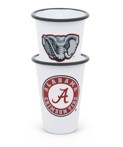U of Alabama Enamelware 14oz Tumblers, Grey Rim, Set of 2