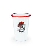 CV93RED-UGA01-2 - U of Georgia Enamelware 14oz Tumblers, Red Rim, Set of 2 - Golden Rabbit Enamelware