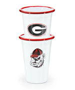 CV93RED-UGA01-2 - U of Georgia Enamelware 14oz Tumblers, Red Rim, Set of 2 - Golden Rabbit Enamelware