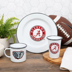 CV20GRY-UA02-4 - U of Alabama Enamelware Dinner Plates, Grey Rim, Set of 4 - Golden Rabbit Enamelware