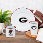 CV20RED-UGA02-4 - U of Georgia Enamelware Dinner Plates, Red Rim, Set of 4 - Golden Rabbit Enamelware