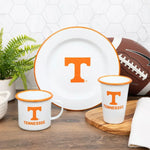 CV20ORA-UT02-4 - U of Tennessee Enamelware Dinner Plates, Orange Rim, Set of 4 - Golden Rabbit Enamelware