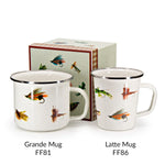 FF86 - Fishing Fly 16 oz Latte Mug Gift Box - Golden Rabbit Enamelware