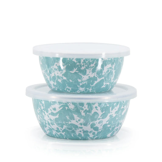 GL30-2 - Sea Glass Swirl 2 pc Prep Bowl Set - Golden Rabbit Enamelware