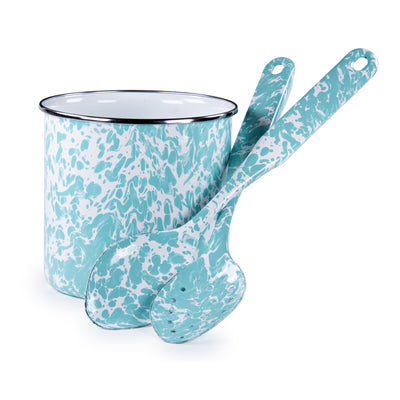 Sea Glass Utensil Holder Spoon Set