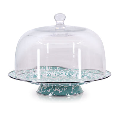 Sea Glass Swirl Cake Plate with Cover
