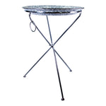 GY70 - Grey Swirl Tray with Steel Table Base - Golden Rabbit Enamelware