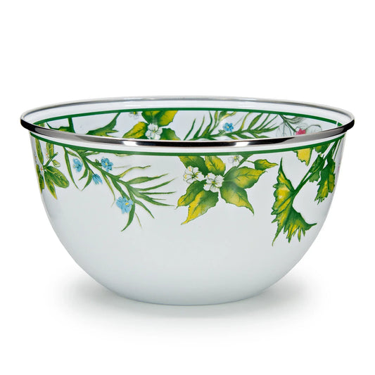 HB89 - Herbs Large Salad Bowl - Golden Rabbit Enamelware
