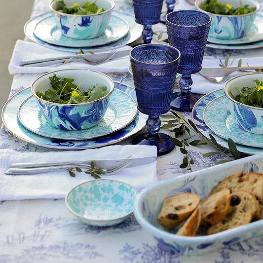 LG06 - Lagoon Oval Platter - Golden Rabbit Enamelware