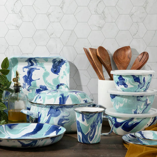 LG54 - Lagoon Mixing Bowls - Golden Rabbit Enamelware