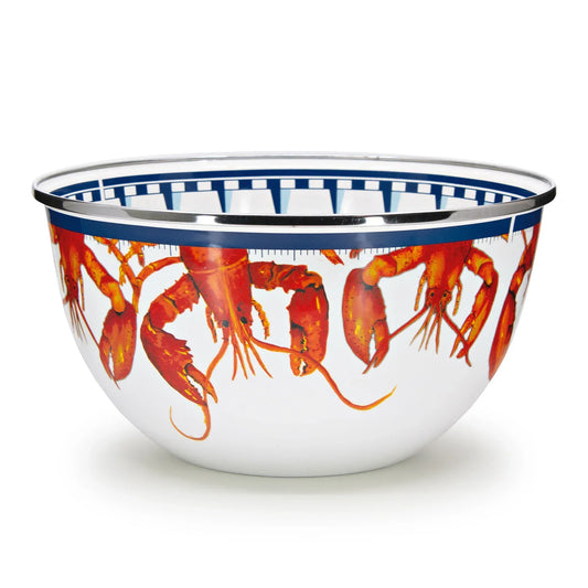 LS89 - Lobster Large Salad Bowl - Golden Rabbit Enamelware