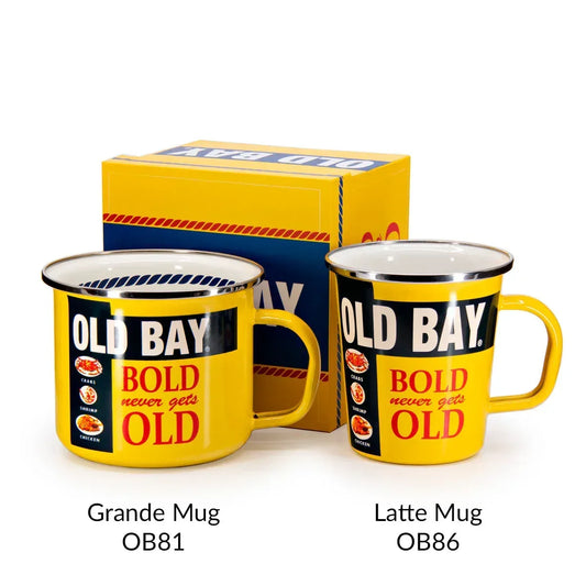 OB86 - Old Bay 16 oz Latte Mug Gift Box - Golden Rabbit Enamelware