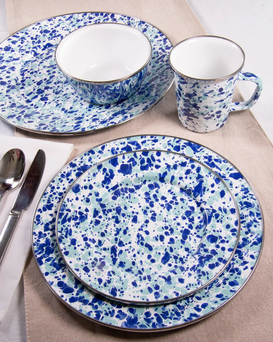 OC25 - Ocean Swirl Large Colander - Golden Rabbit Enamelware