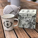 QB86 - Queen Bee 16 oz Latte Mug Gift Box - Golden Rabbit Enamelware