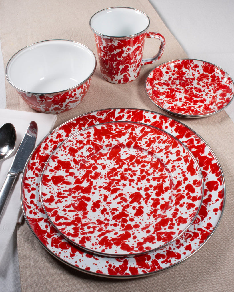 RD07S4 - Red Swirl Dinner Plates - Set of 4 - UPC