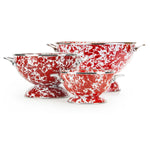 RDCOLS - Red Swirl Set Of Colanders - Golden Rabbit Enamelware