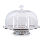 TP76C - Taupe Swirl Cake Plate with Cover - Golden Rabbit Enamelware