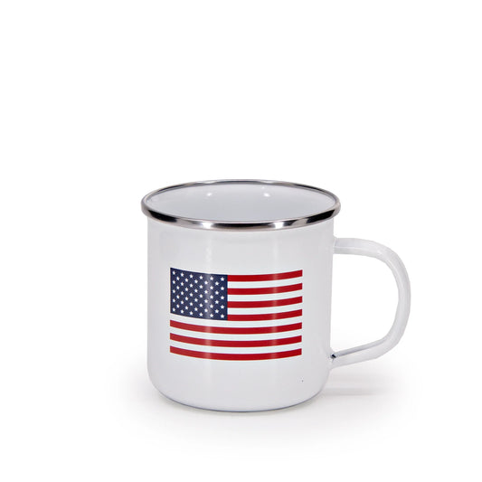 US05S4 - Set of 4 US Flag Adult Mugs - Golden Rabbit Enamelware
