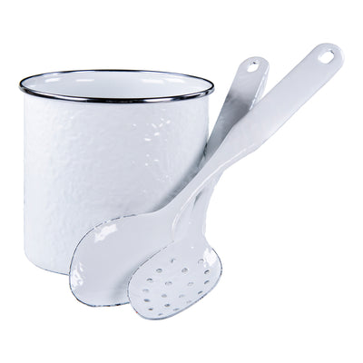 WW34C - Solid White Utensil Holder Spoon Set - 619199203330