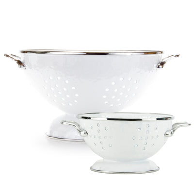 Solid White Large And Petite Colanders
