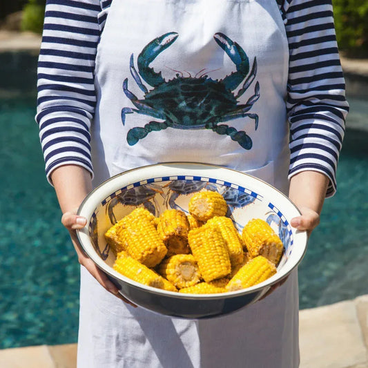 SE03 - Blue Crab Serving Bowl - Golden Rabbit Enamelware