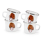 BA20S4 - Baseball Child Mugs -Set of 4 - Golden Rabbit Enamelware