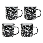BL05S4 - Black Swirl 12 oz Mugs - Set of 4 - Golden Rabbit Enamelware