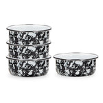 BL60S4 - Black Swirl 14oz Soup Bowls - Set of 4 - Golden Rabbit Enamelware