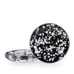 BL62S4 - Black Swirl Appetizer Plates- Set of 4 - Golden Rabbit Enamelware